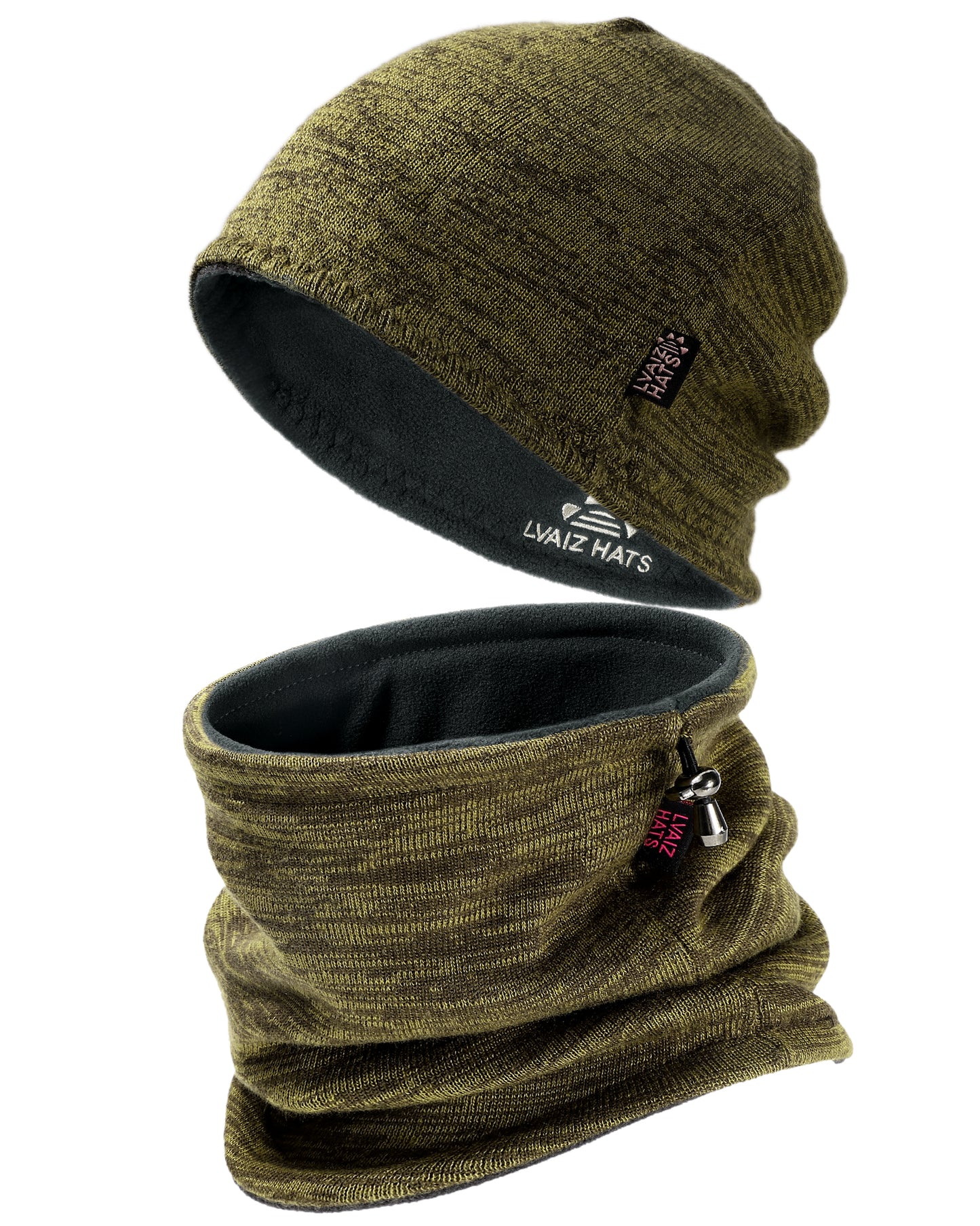 Winter Fleece Lined Beanie Hat Scarf for Men Women