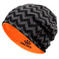 Reversible Striped Pattern Warm Fleece Lined Beanie Hats