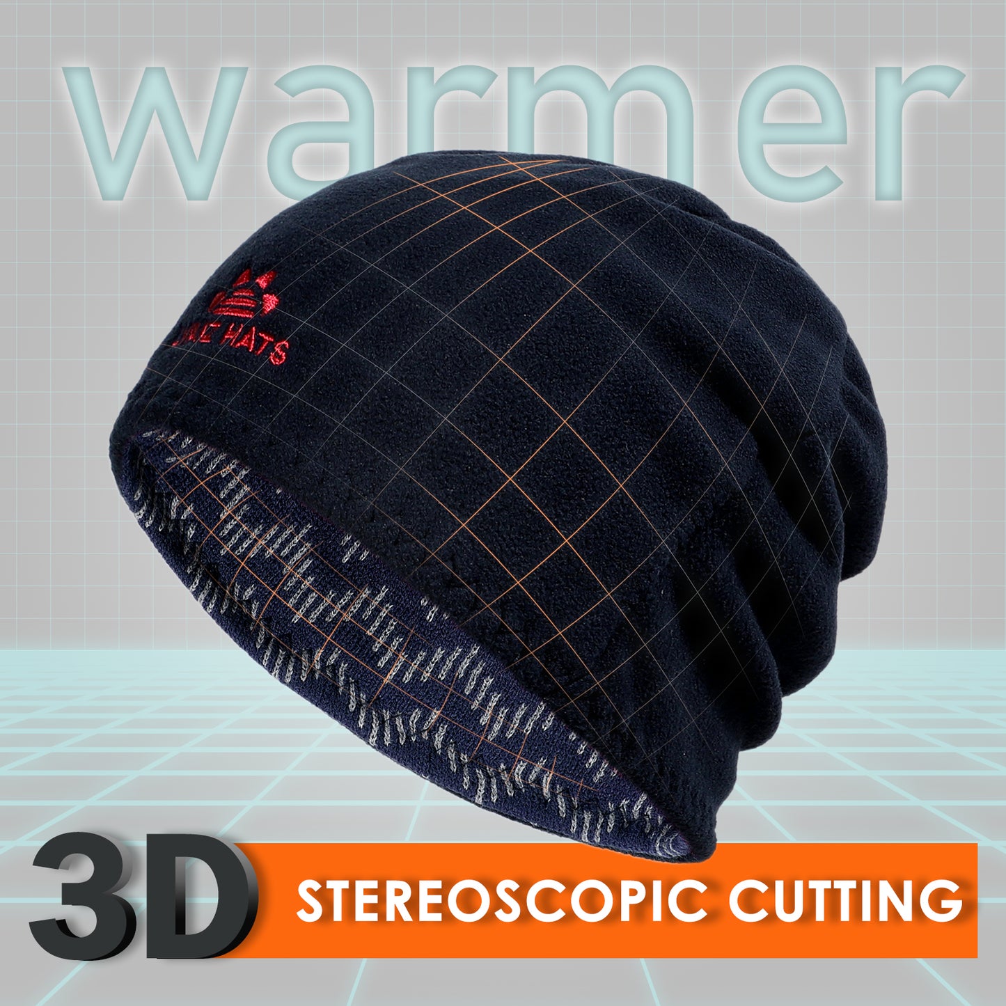 Reversible Striped Pattern Warm Fleece Lined Beanie Hats