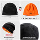 Reversible Warm Fleece Lined Beanie Hats