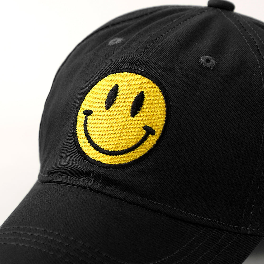 Smiley Face Washed Cotton Baseball Cap