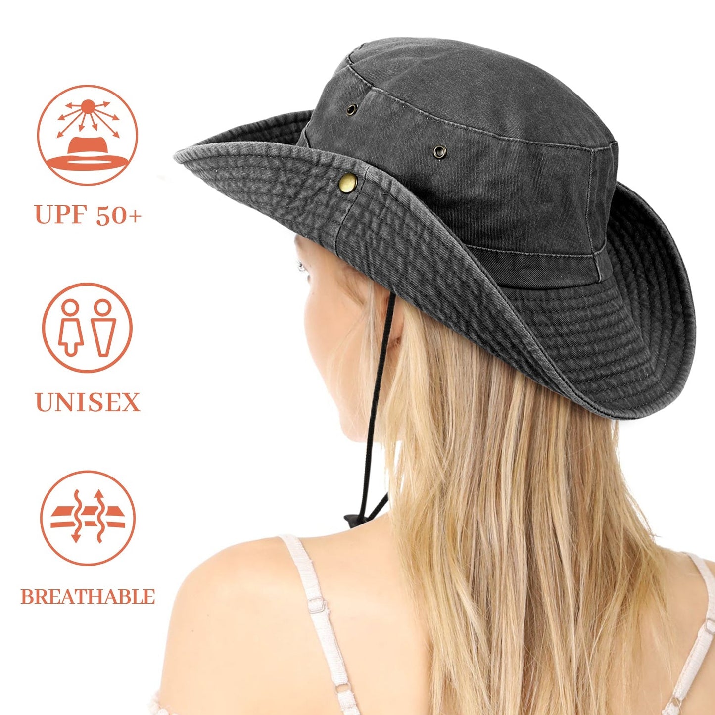 Wide Brim Cotton Bucket Sun Hat