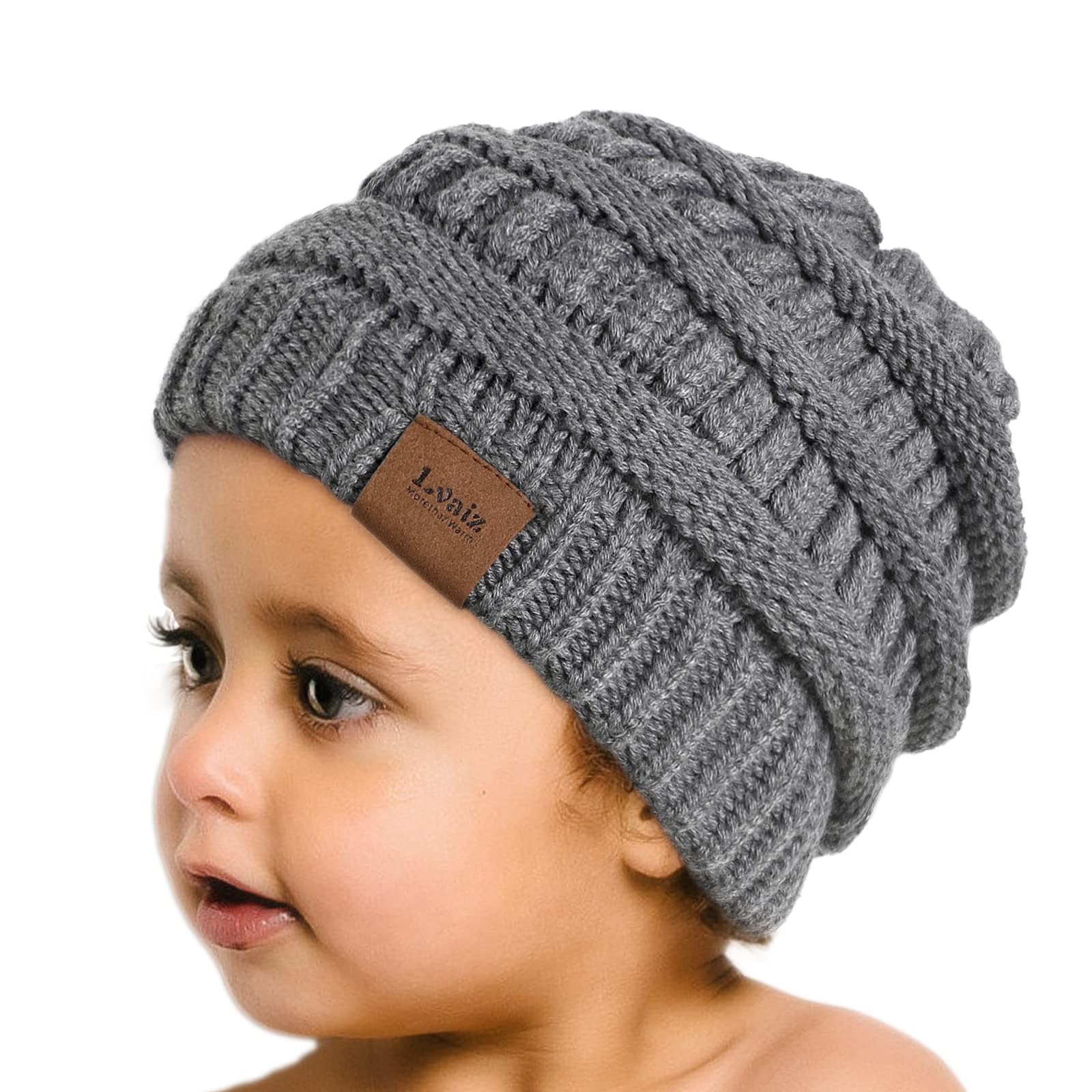 Coxeer Baby Knit Hat Thick: Stripe Leopard Print Beanie Cap Kids Winter Hat with Gloves, Infant Unisex, Size: Free size, Black