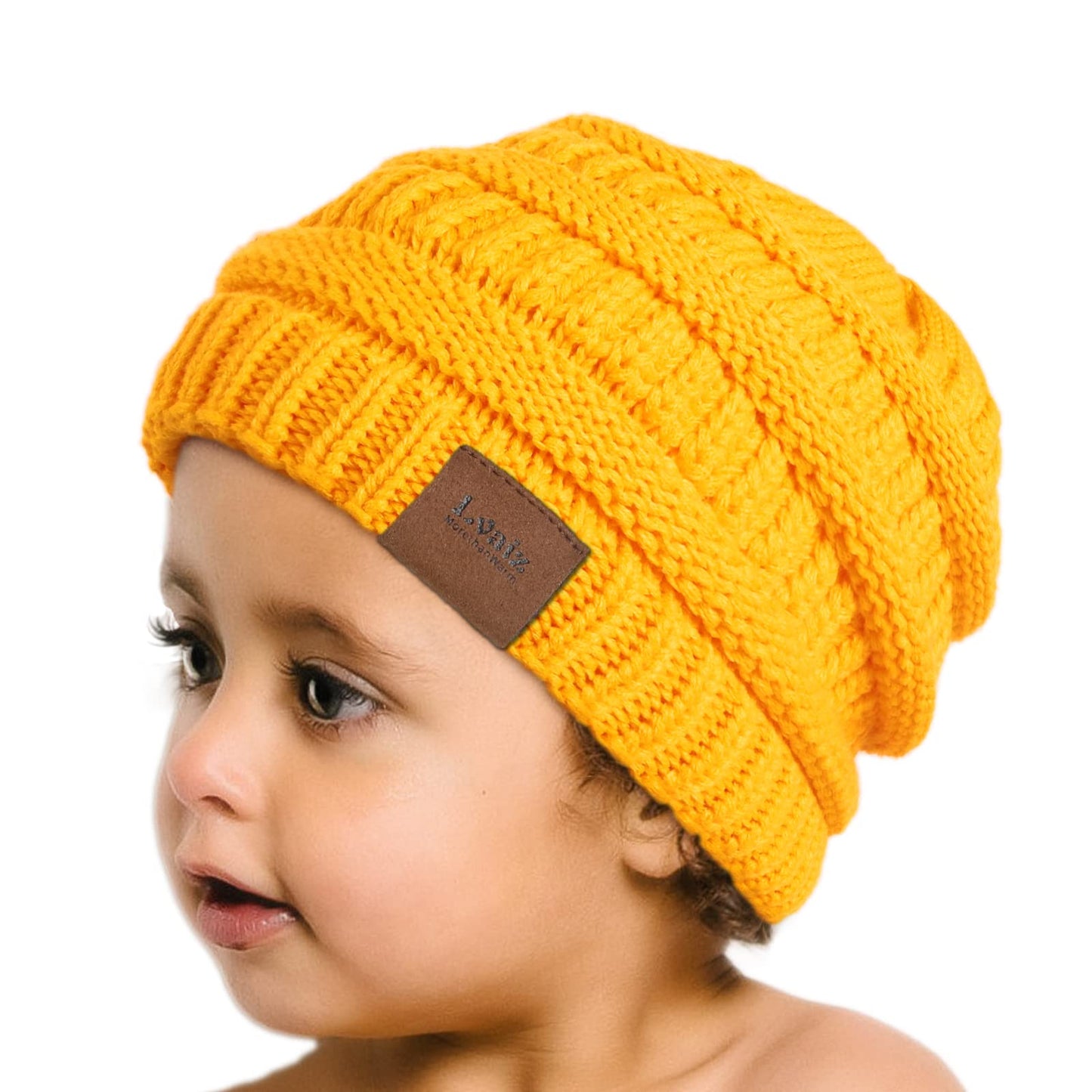 Coxeer Baby Knit Hat Thick: Stripe Leopard Print Beanie Cap Kids Winter Hat with Gloves, Infant Unisex, Size: Free size, Black