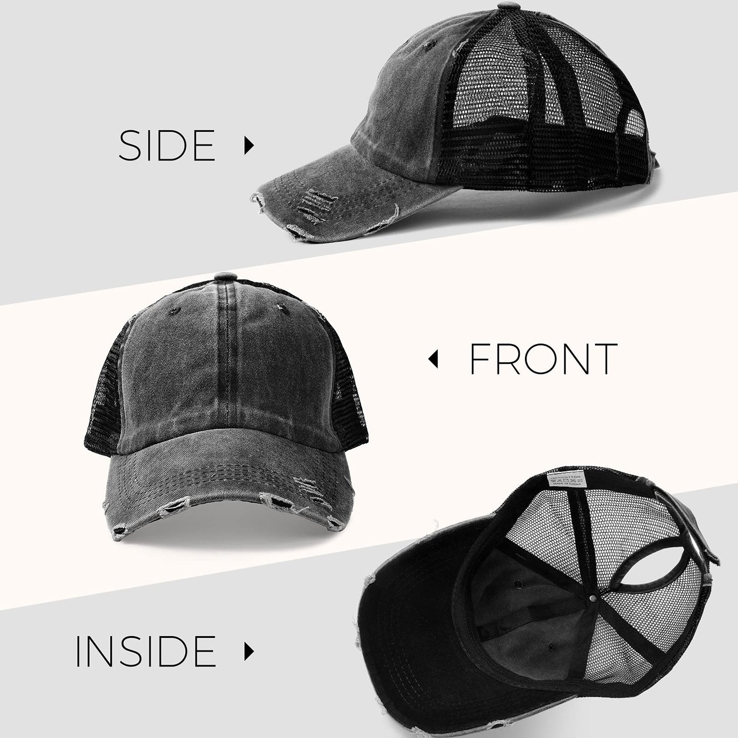 Women Distressed Baseball Cap Mesh Back Sport Hat