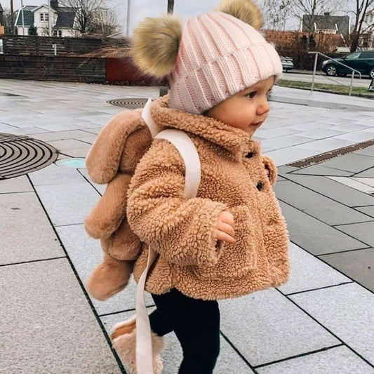 Toddler Double Pom Beanie Baby Girl Winter hat Warm Soft Toddler Cap