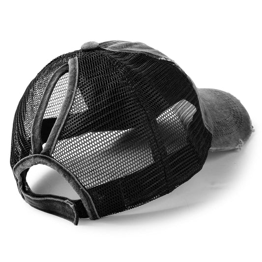 Women Distressed Baseball Cap Mesh Back Sport Hat