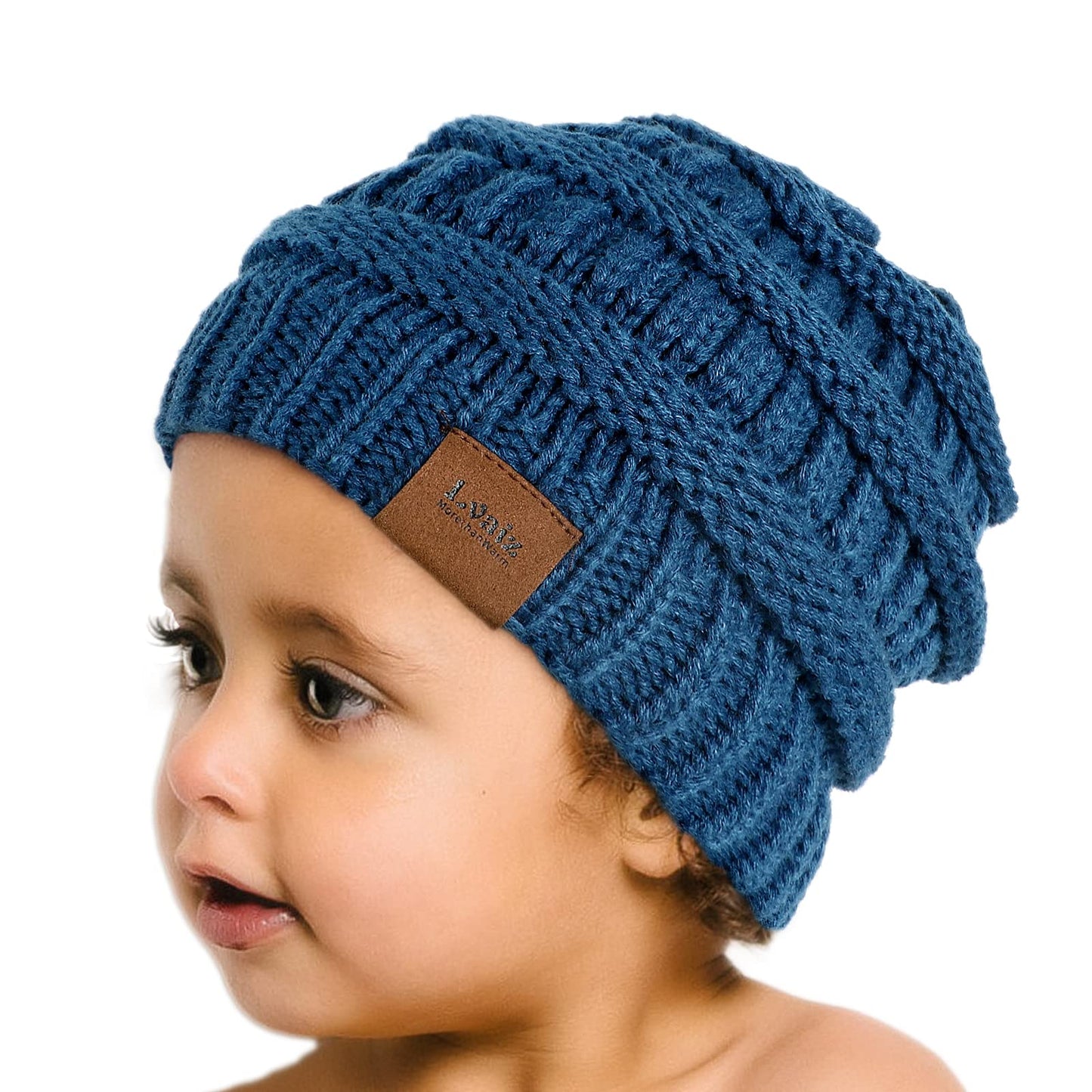 Kids Cable Knitted Beanie Silk Satin Lined Thick Chunky Cap