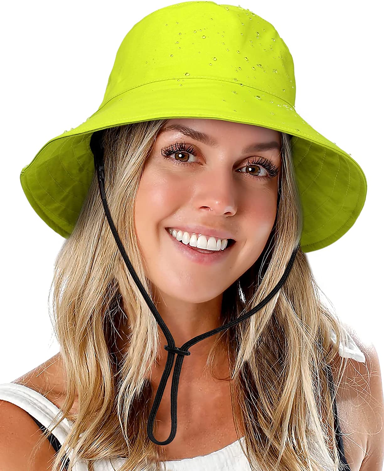 🔥Limited Time Offer🔥Womens Waterproof Bucket Sun Hat UPF 50+ Outdoor Beach Boonie Floppy Rain Hat for Men Fishing Hiking Safari Cap with Strings