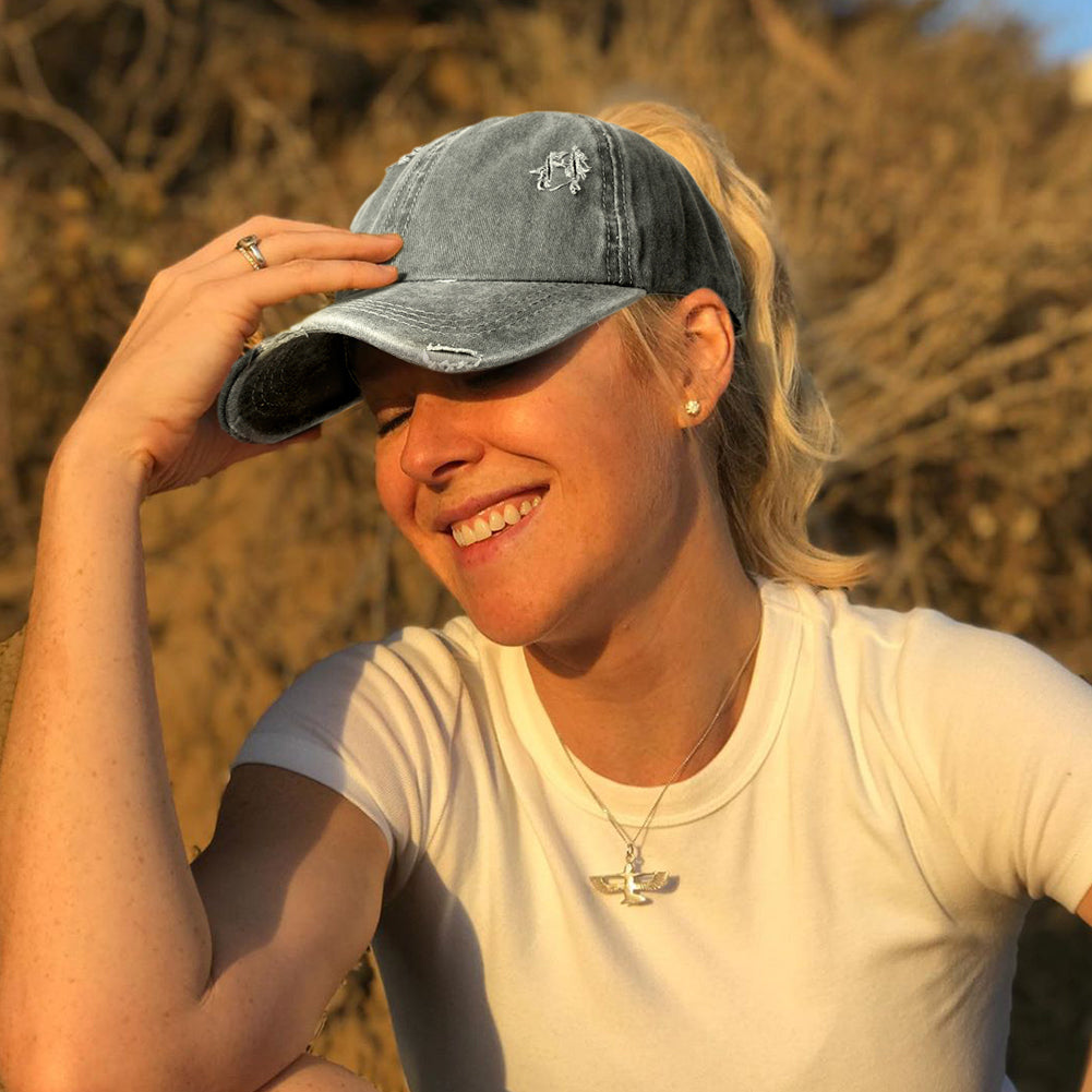 🔥Limited Time Offer🔥Womens Distressed Ponytail Baseball Cap