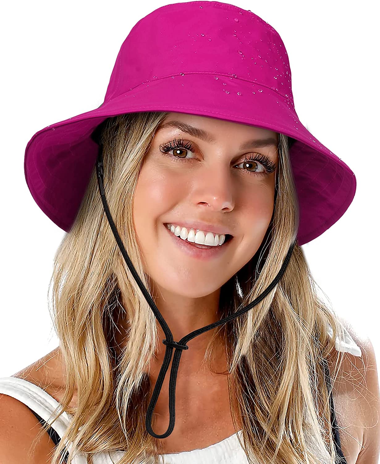 🔥Limited Time Offer🔥Womens Waterproof Bucket Sun Hat UPF 50+ Outdoor Beach Boonie Floppy Rain Hat for Men Fishing Hiking Safari Cap with Strings