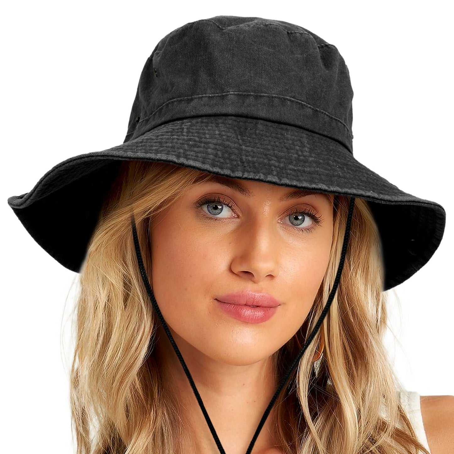 Wide Brim Cotton Bucket Sun Hat